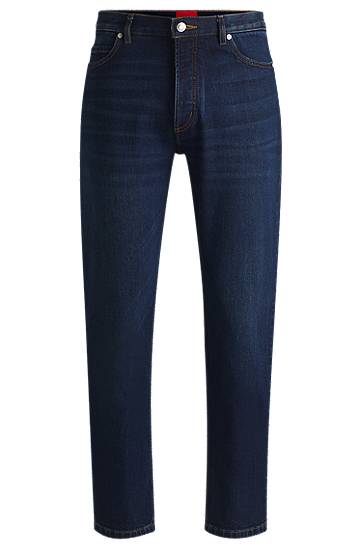 Kavbojke BOSS Tapered-Fit Stretch Denim Jeans Modra | 50530612