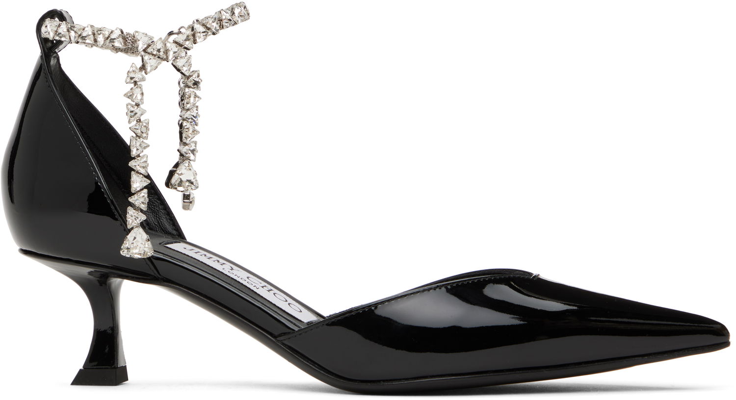 Superge in čevlji Jimmy Choo Jimmy Choo Stevie 50 Crystal Embellished Patent Leather Heels Črna | STEVIE 50, 0