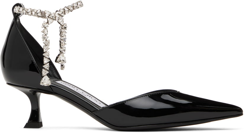 Superge in čevlji Jimmy Choo Jimmy Choo Stevie 50 Crystal Embellished Patent Leather Heels Črna | STEVIE 50