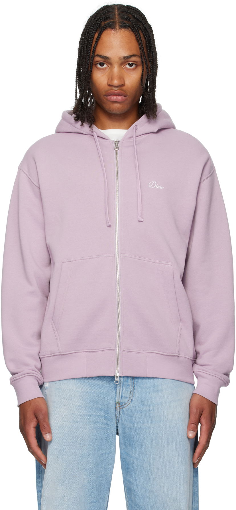 Pulover Dime Cursive Small Logo Zip Hoodie Lila | DIMESU2549MAU
