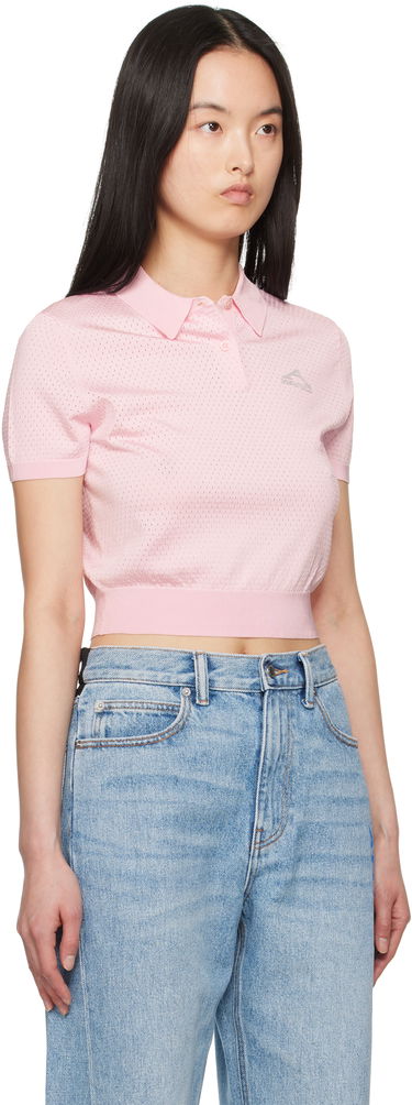 Polo majica Alexander Wang Alexanderwang.t 3D Logo Mesh Cropped Polo Črna | 4KC2251017, 4