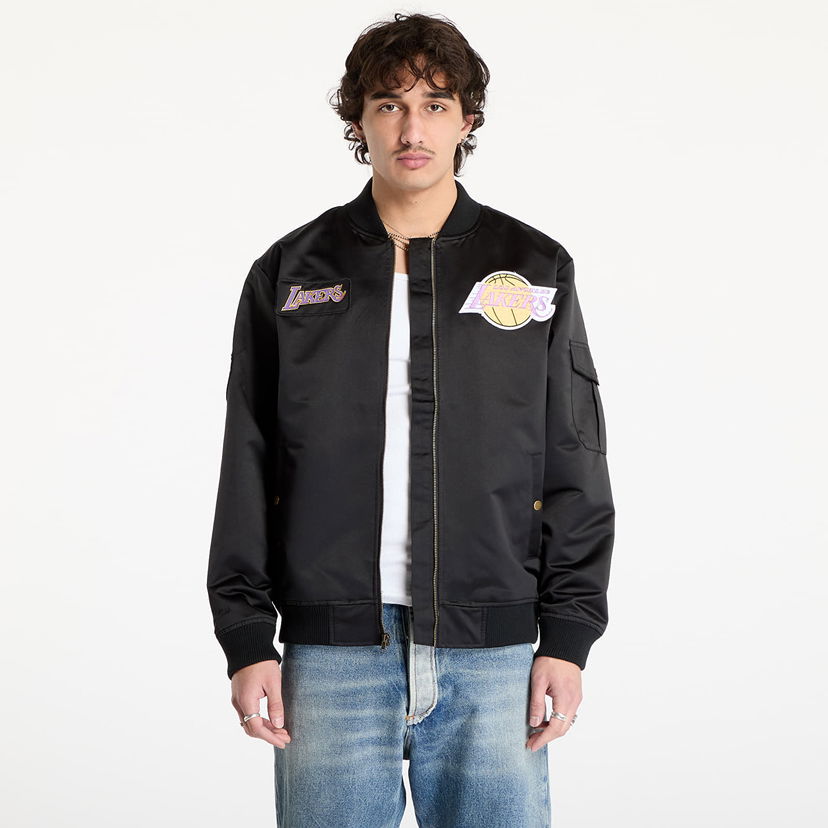 Bomber jakna Mitchell & Ness Team Leader Satin Bomber Jacket Črna | JK8095-LALBLCK