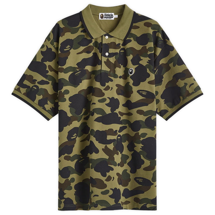 Polo majica BAPE A Bathing Ape 1st Camo One Point Polo Shirt Zelena | 001POK301001M-GRN