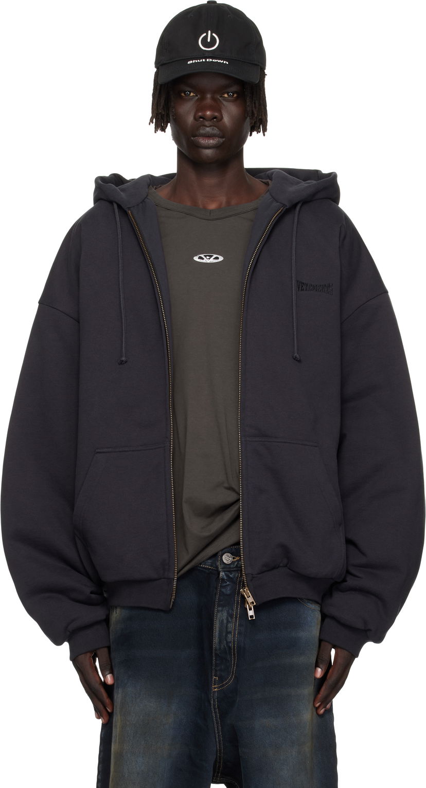 Pulover VETEMENTS VETEMENTS Puffed Oversized Zip-Up Hoodie Črna | UH76ZU860B