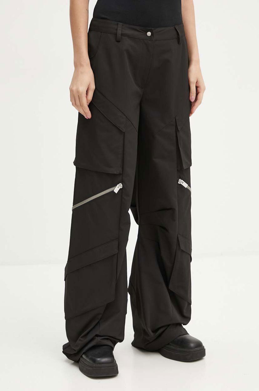 Cargo hlače HELIOT EMIL High Waist Wide Leg Cargo Pants Črna | HE.W.10.149.BLK01