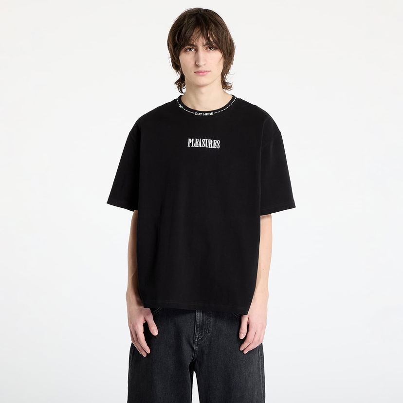 Majica Pleasures PLEASURES Cut Here Heavyweight T-Shirt Črna | P25SP027 BLACK