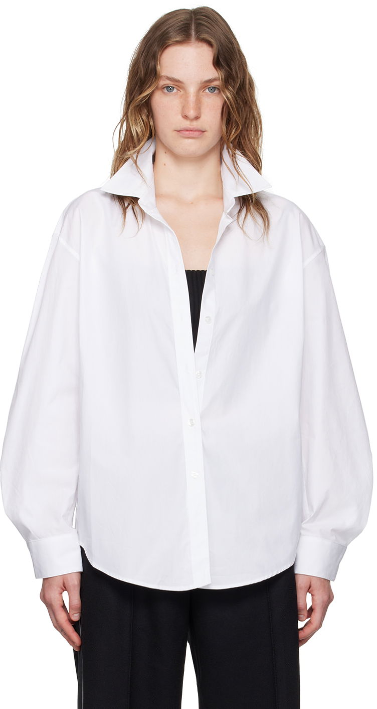 Srajce Alexander Wang White & Black Pre-Styled Cropped Cami Shirt Bela | 1KC3241064