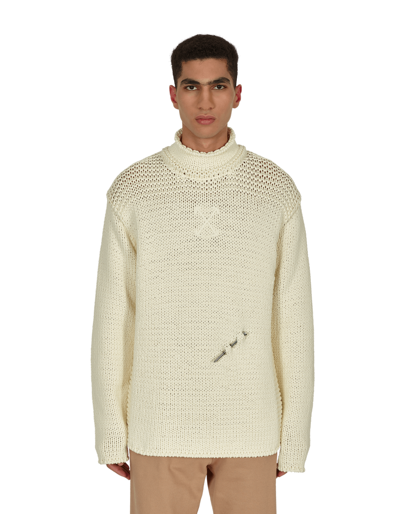 Pleteni pulover Off-White Meteornail Knit Zip Mockneck Sweater Bež | OMHA122F21KNI001 6161
