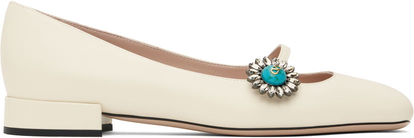 Nega čevljev Valentino Valentino Garavani Mary-Jane Ballerina Flats with Crystal Embellishment Bela | 6W2S0LL7DHS