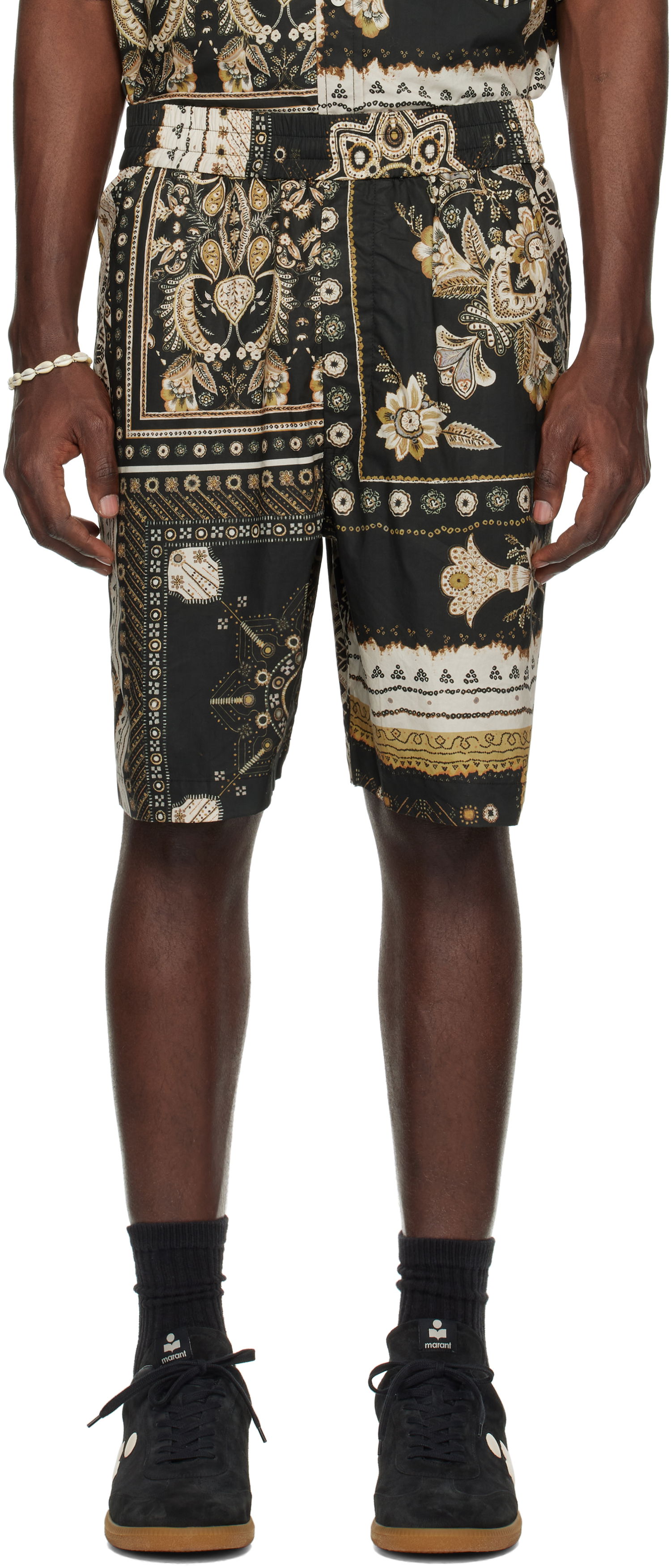 Kratke hlače ISABEL MARANT Isabel Marant Gregorian Paisley Print Shorts Črna | 25PSH0207HA-C1I09H, 0