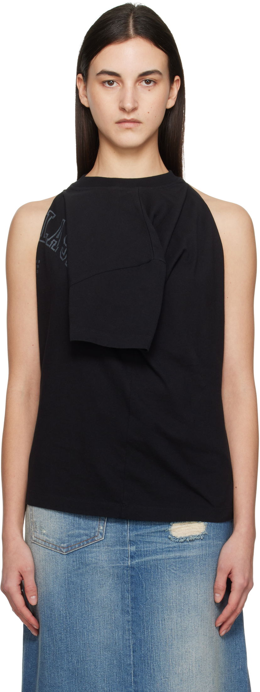 Majica brez rokavov Maison Margiela MM6 Maison Margiela Dual Wear Varsity Print Tank Top Črna | S52NF0012 M20050