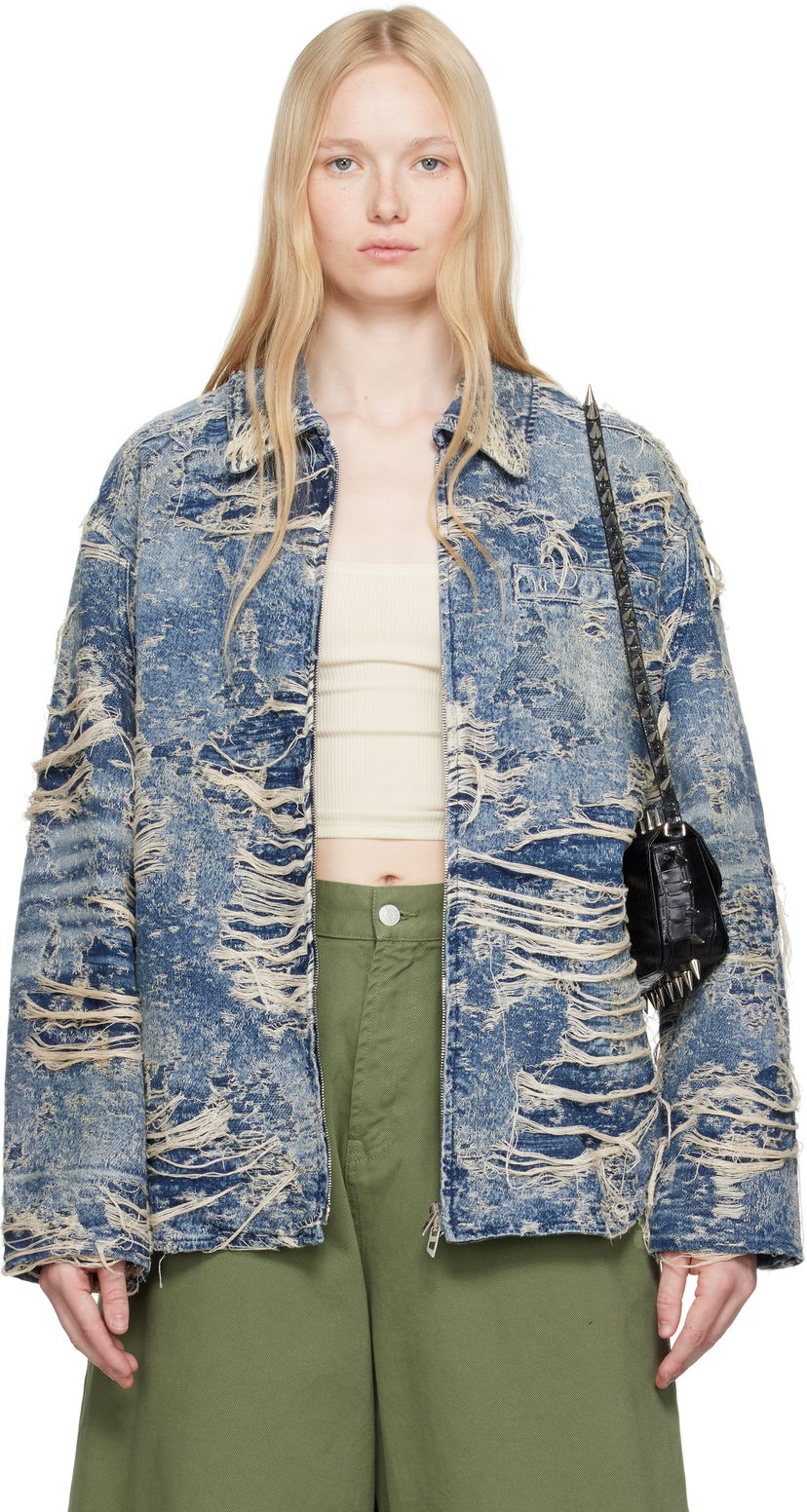 Jakna Diesel Distressed Denim Jacket Modra | A19104 09M04
