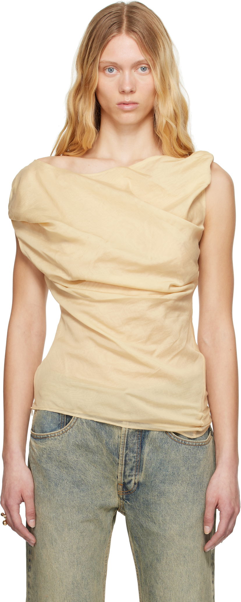 Majica brez rokavov Entire Studios Entire Studios Twist Draped Top Bež | ESW-S25-8006-WH