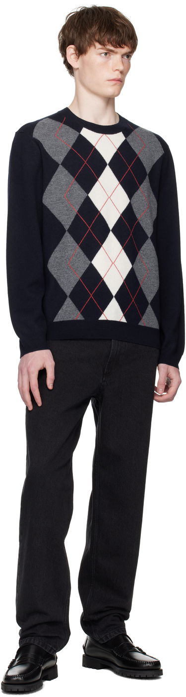 Pleteni pulover A.P.C. A.P.C. Evan Argyle Sweater Mornarica | WVBDR-H23419, 3