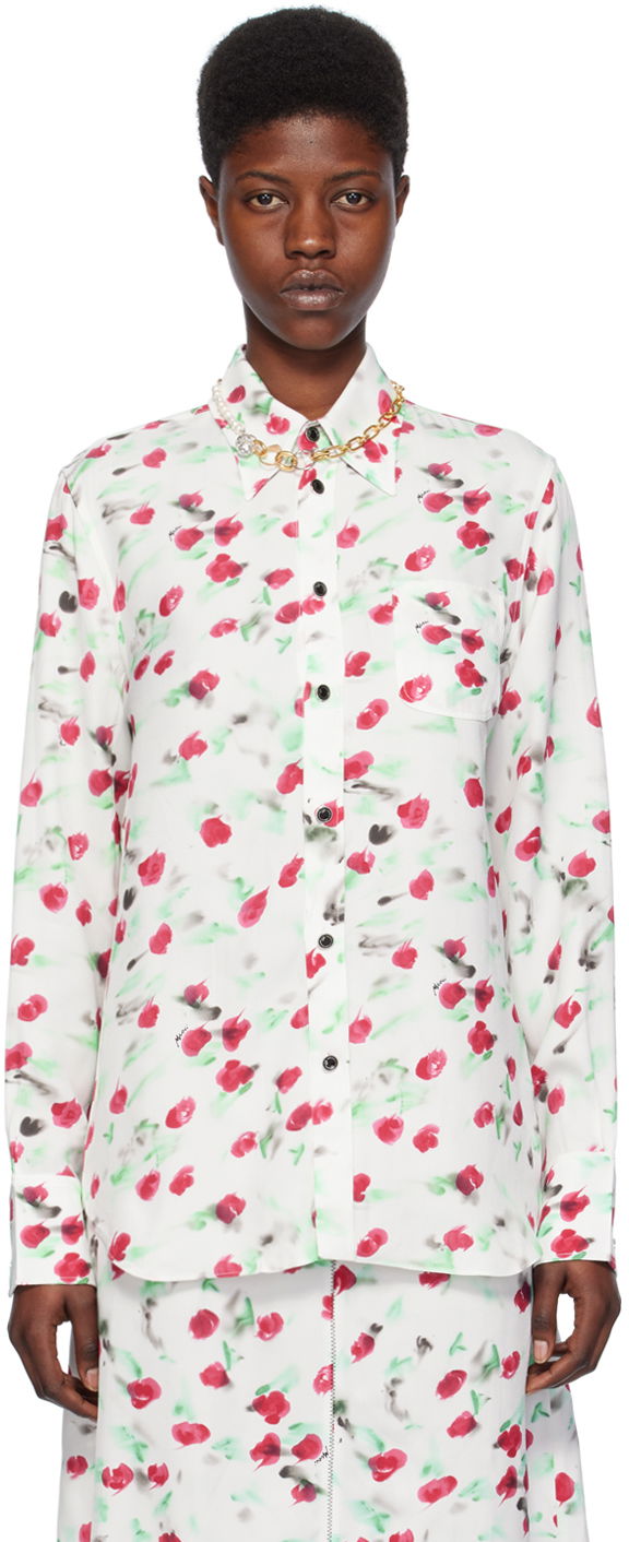 Srajce Marni Printed Shirt Bela | CAMA0103A0 UTVA12