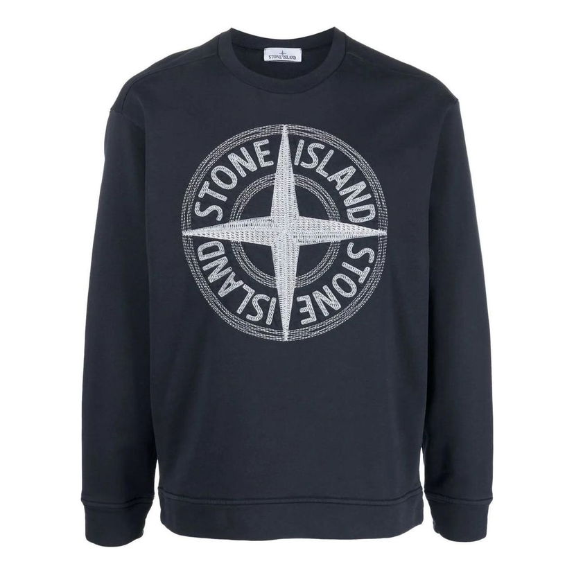 Pleteni pulover Stone Island Embroidered Logo Sweatshirt Modra | 781565484-V0020