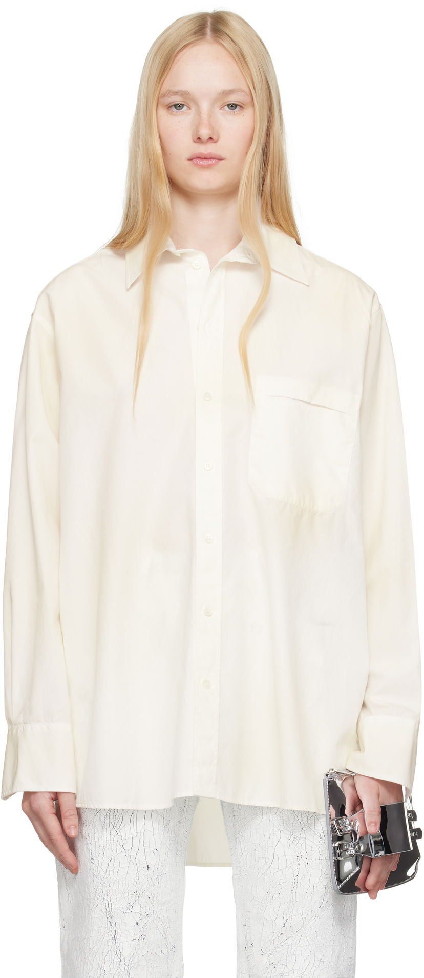 Srajce Maison Margiela MM6 Maison Margiela Cotton Poplin Long Sleeve Shirt Bela | S62DT0035 M35458