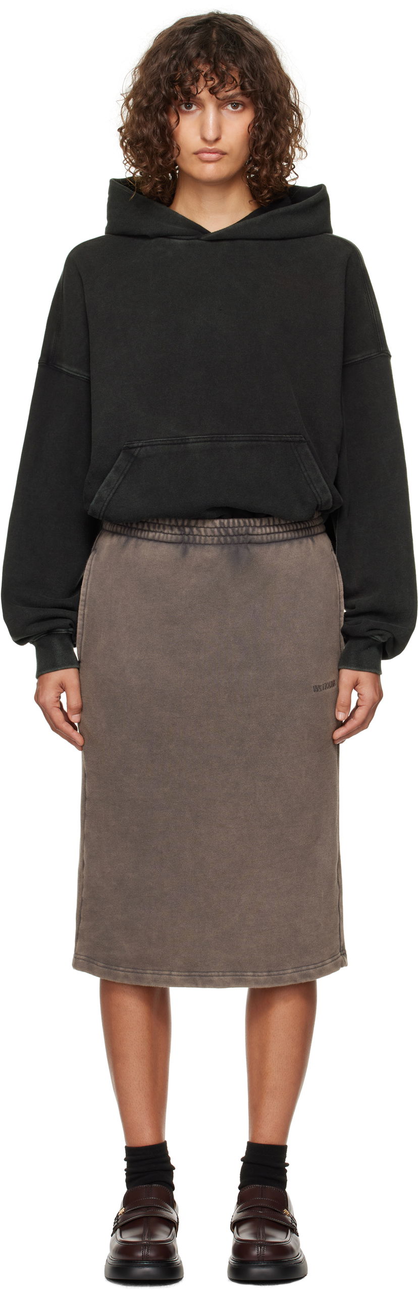 Krila We11done We11Done Layered Hoodie Dress Rjava | WD-TO3-24-851-W-BK