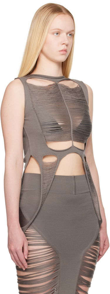 Majica brez rokavov Rick Owens Rick Owens Hollywood Tanja Destroyed Tank Top Siva | RO01E7615 KGRIDM, 1