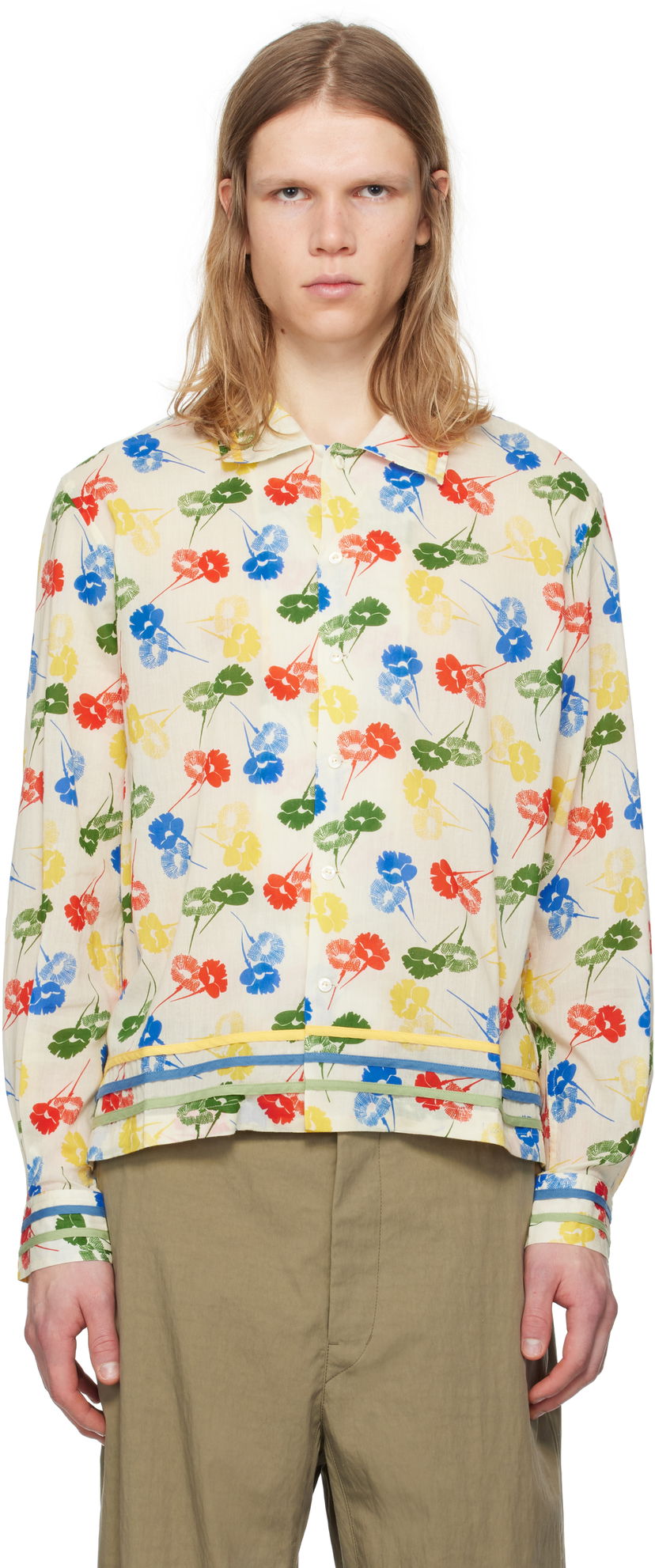 Srajce Bode Bode Flower Stamp Long Sleeve Shirt Večbarvna | MRS25SH011