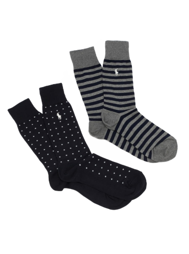 Nogavice Polo by Ralph Lauren Dot Stripe Crew Socks 2Pack Večbarvna | 449655259002