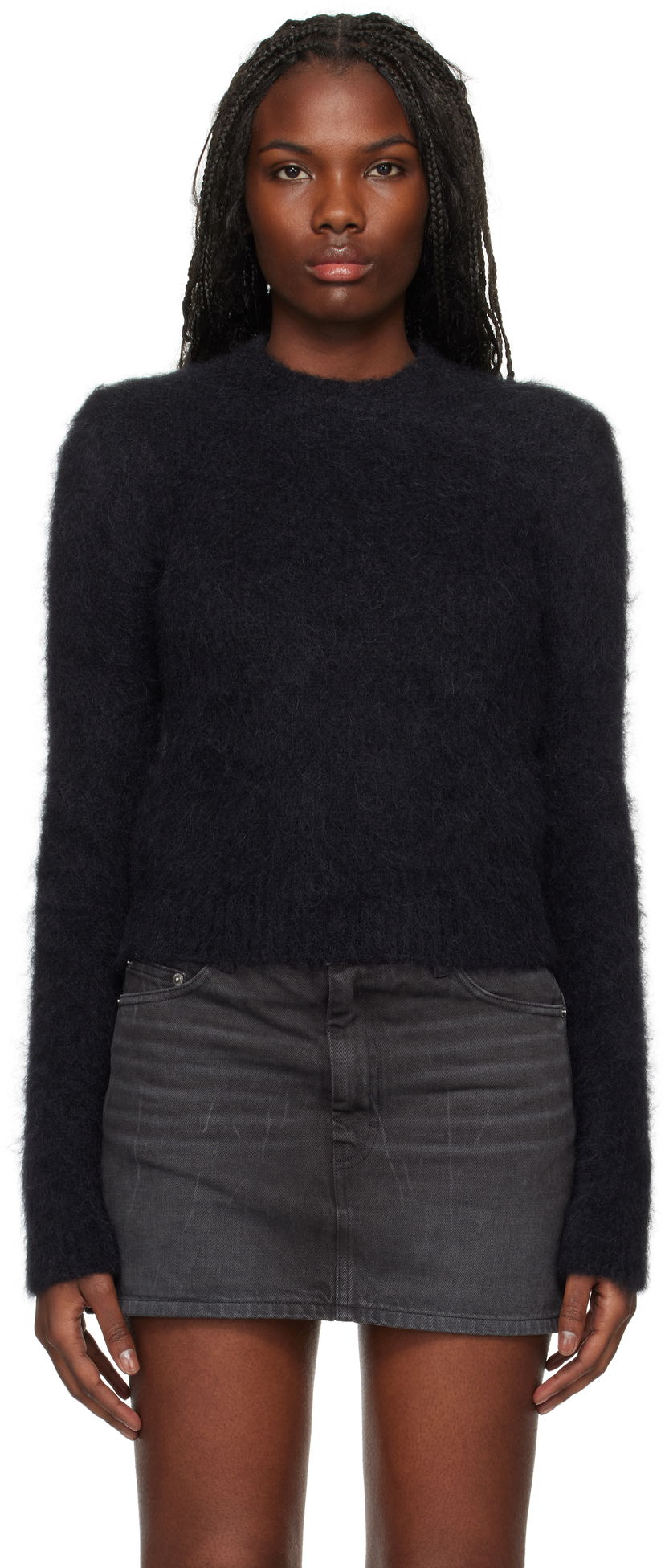 Pleteni pulover AMI Brushed Mohair Sweater Črna | FKS047.KN0056
