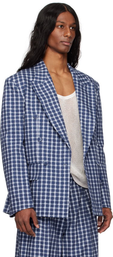 Jakna ERL ERL Check Double-Breasted Blazer Modra | ERL10J038, 1