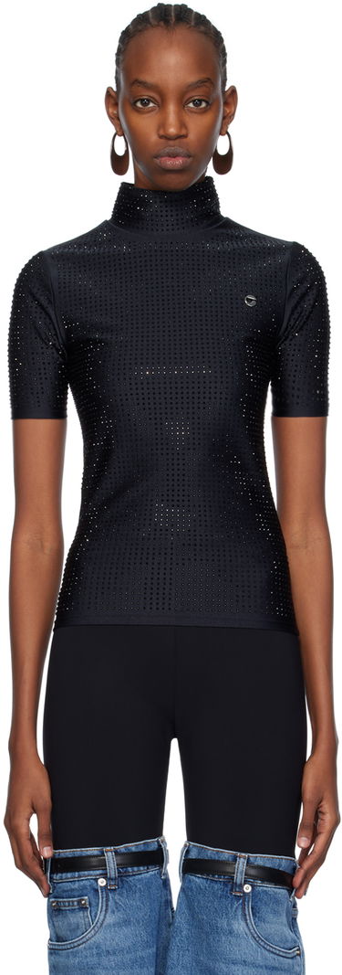 Pleteni pulover Coperni Coperni Crystal Embellished Mock Neck Top Črna | COPJS20BIS855, 0