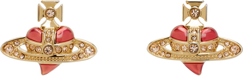 Uhani Vivienne Westwood Vivienne Westwood New Diamante Heart Earrings Rdeča | 6201033K-02R856-