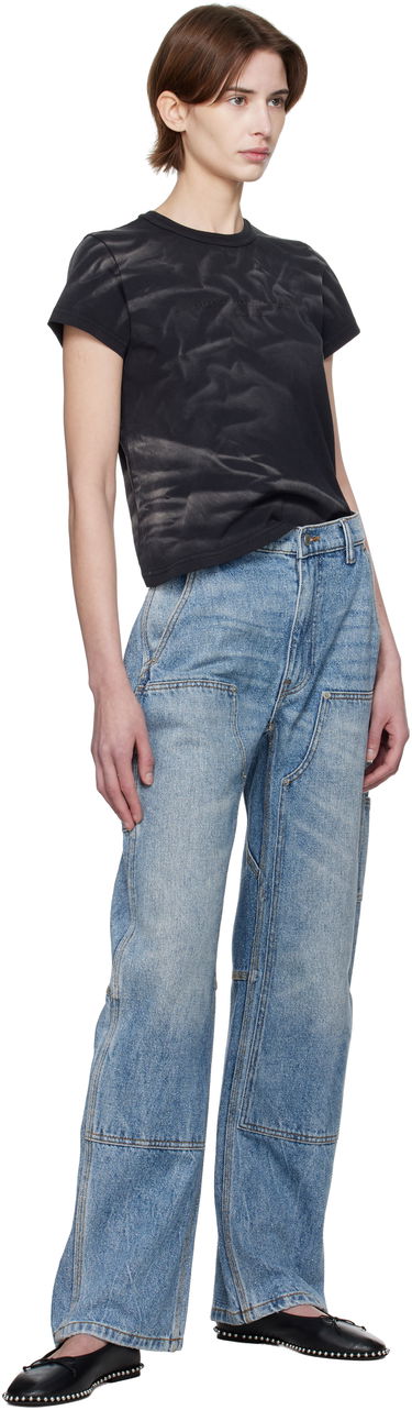 Majica Alexander Wang Alexander Wang Distressed Logo Shrunken T-Shirt Črna | 1CC1251990, 3