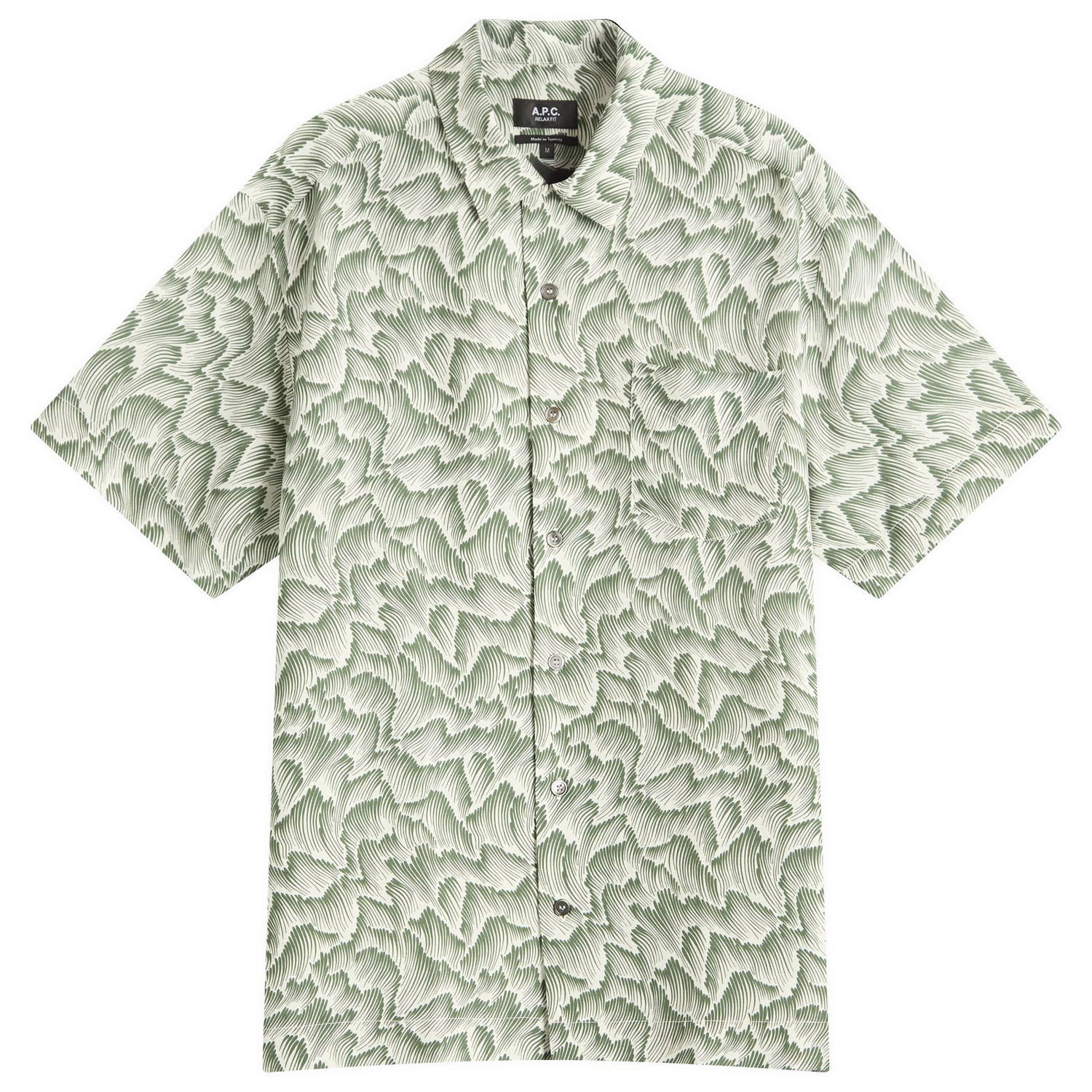 Srajce A.P.C. A.P.C. Roy Wave Print Shirt, Size Small Zelena | VIALX-H12608-KAF, 1