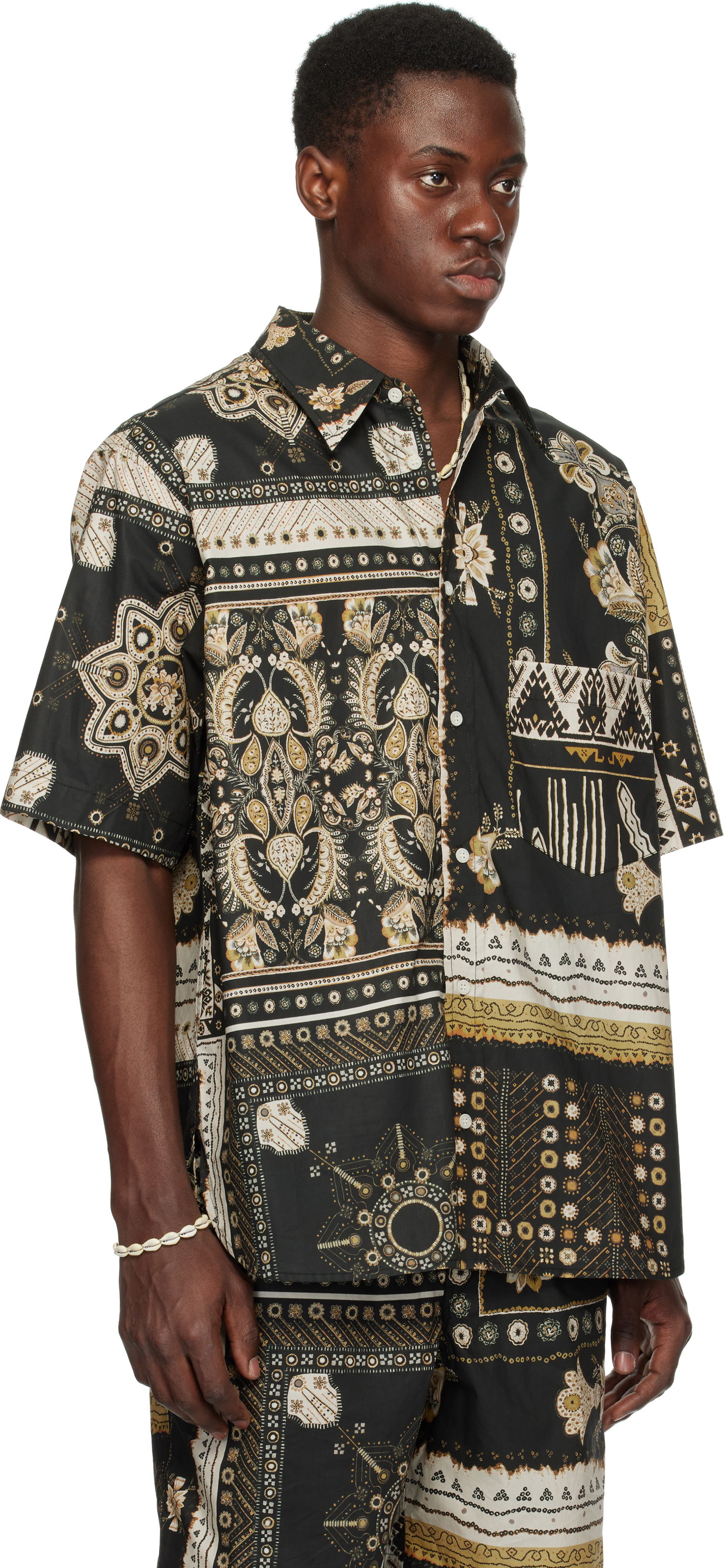 Srajce ISABEL MARANT Isabel Marant Garlonn Patchwork Print Shirt Črna | 25PCH0216HA-C1I09H, 1