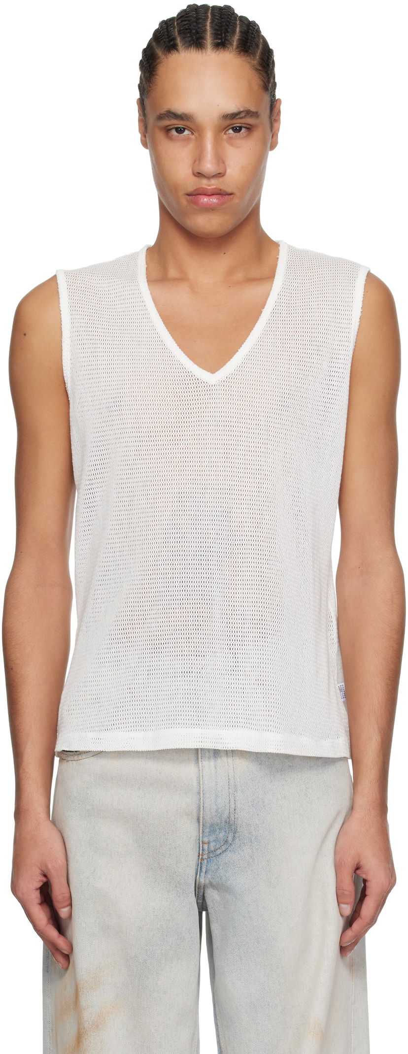 Majica brez rokavov Maison Margiela MM6 Maison Margiela V-Neck Tank Top Bela | SH2NL0008 M20111