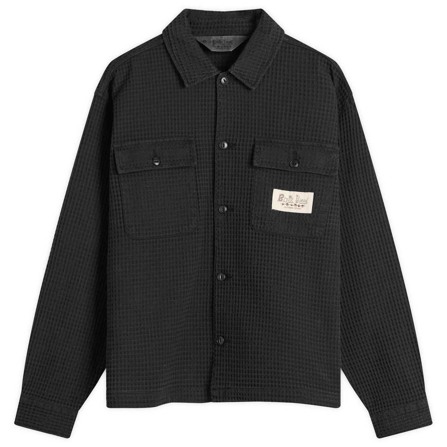 Srajce Brain Dead Brain Dead Waffle Button Front Overshirt, Size Large Črna | BDS25T220042-WBK, 0