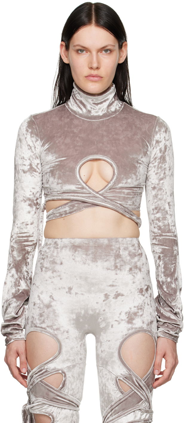 Majica Ottolinger Ottolinger Velvet Wrap Turtleneck Top Siva | 401703