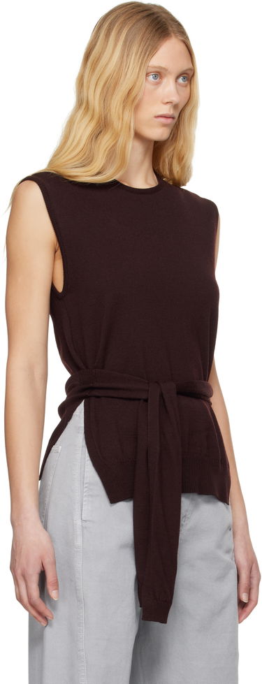 Pleteni pulover LEMAIRE Lemaire Trompe L'oeil Sleeveless Tie-Waist Sweater Črna | TO1323 LK087, 4