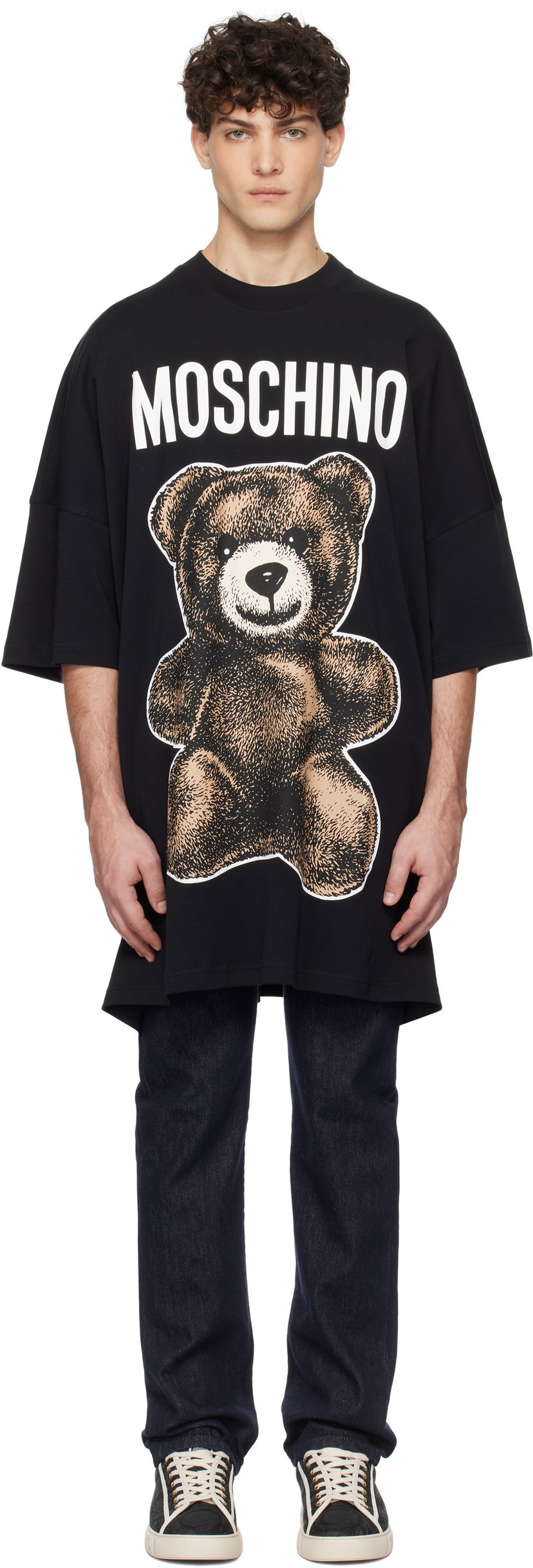 Majica Moschino Moschino Oversized Teddy Bear Graphic Tee Črna | 251ZZV071202441555