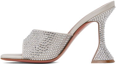 Nega čevljev Amina Muaddi Amina Muaddi Lupita Crystal Slipper Heeled Sandals Bela | LUPITA CRYSTAL SLIPPER CL SATIN, 2