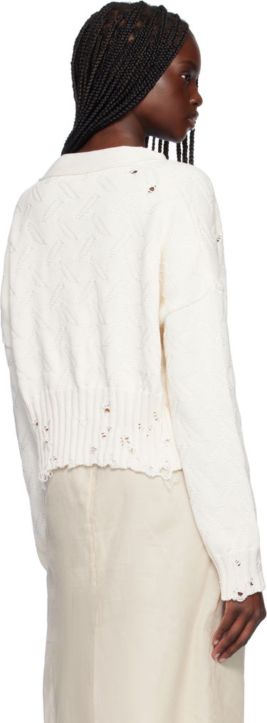 Pleteni pulover Marni Marni Distressed Cropped Cardigan Bela | CDMD0403A0 UFC658, 2