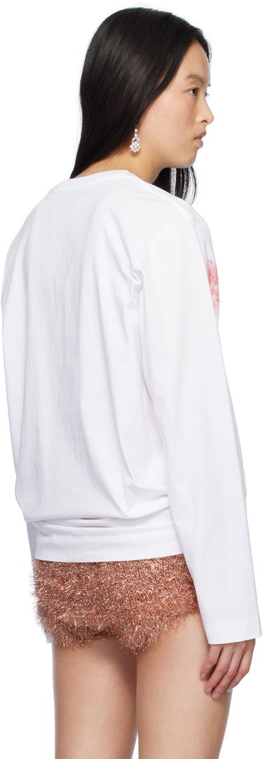 Majica Simone Rocha Simone Rocha Carnation Print Long Sleeve T-Shirt Bela | 5194P32P32A-W 0569, 2