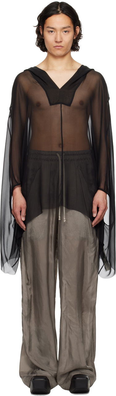 Pleteni pulover Rick Owens Rick Owens Hollywood Hooded Kaftan Črna | RR01E5505 S, 0