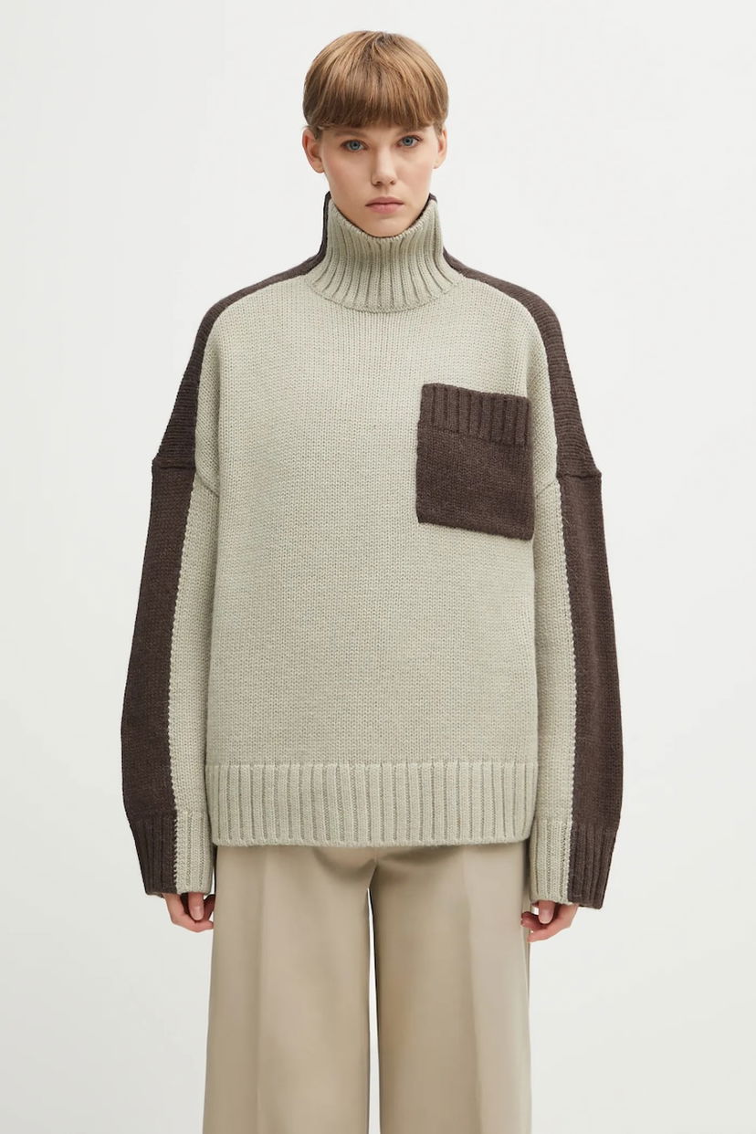 Pleteni pulover JW Anderson JW Anderson Two Tone Patch Pocket Turtleneck Sweater Večbarvna | KW1402.YN0367