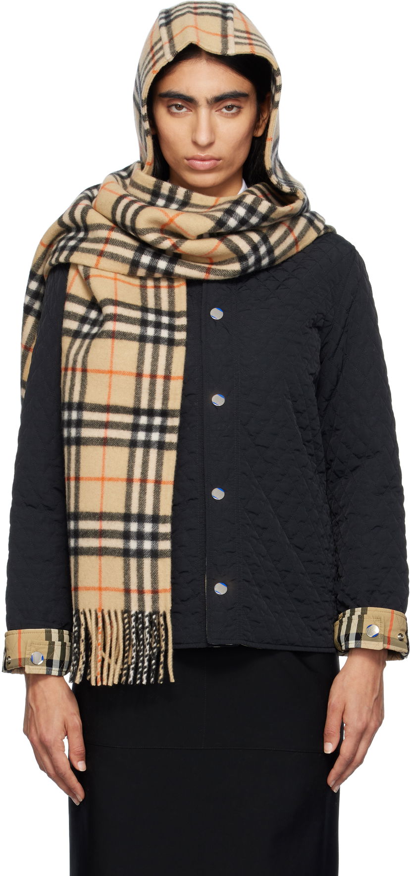 Šala Burberry Cashmere Hooded Scarf Bež | 8097492