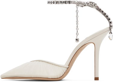 Superge in čevlji Jimmy Choo Jimmy Choo Saeda 100 Crystal Embellished Mesh Heels Bela | SAEDA 100, 2