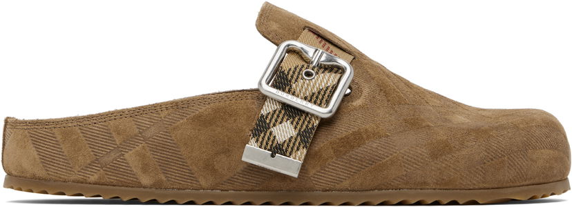 Oblačila Burberry Burberry Check Suede Urchin Clogs Rjava | 8113393