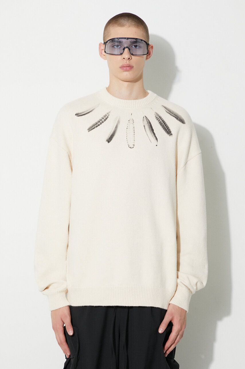 Pleteni pulover Marcelo Burlon Sweater With Print Bež | CMHE036F23KNI0026F10, 0