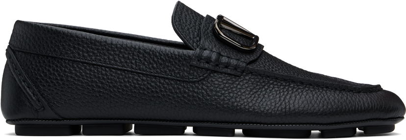 Modni dodatki Valentino Valentino Garavani VLogo Signature Grainy Calfskin Driving Loafers Črna | 6Y2S0G30BNT