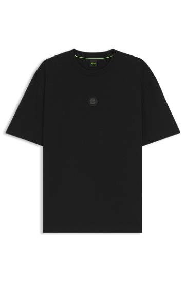 Majica BOSS Cotton-jersey T-shirt with Double B monogram Črna | 50544316