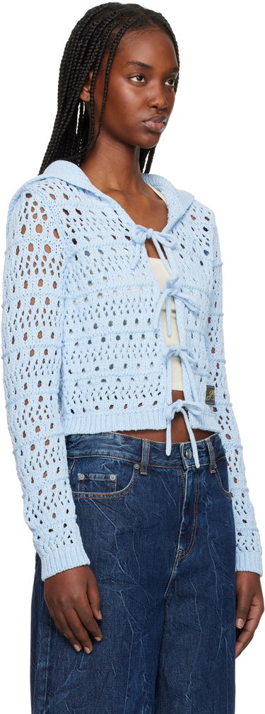 Pleteni pulover GANNI Ganni Tie String Knit Cardigan Modra | K2429, 1