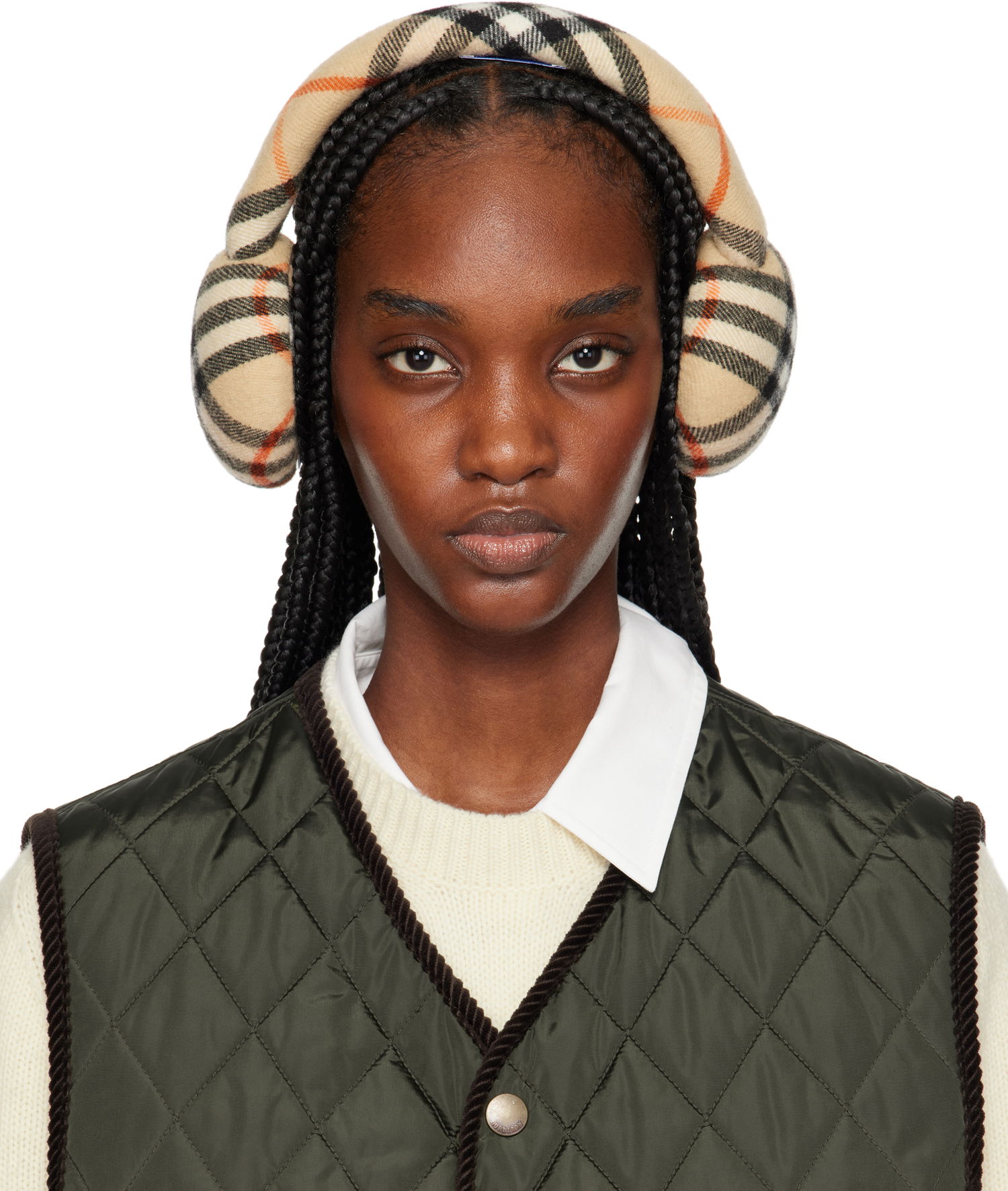 Šala Burberry Burberry Check Wool Earmuffs Bež | 8105109, 0
